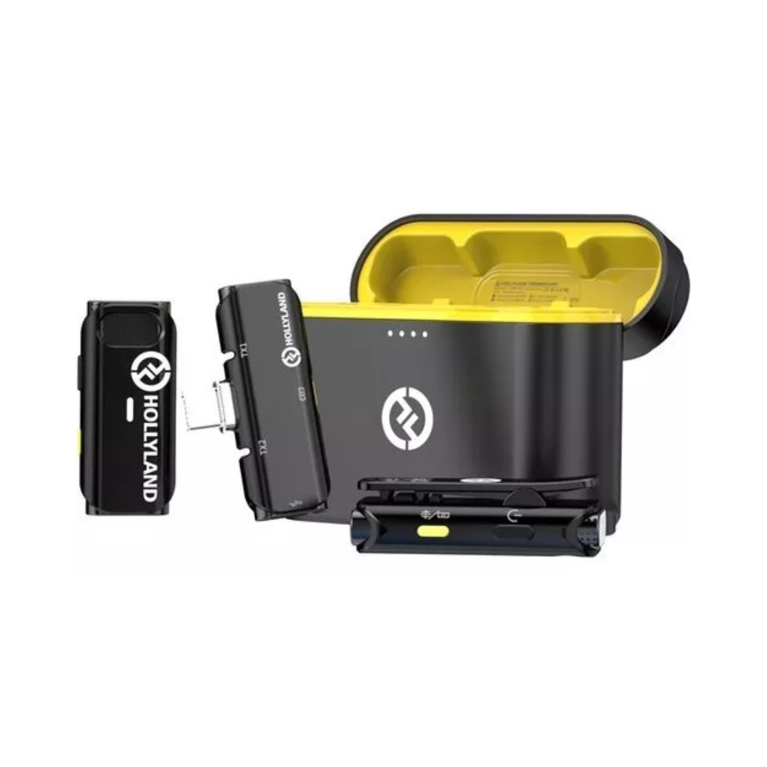 Microfone Hollyland Lark C1 Duo Sem Fio 2 Pessoas Lightning Cor Preto