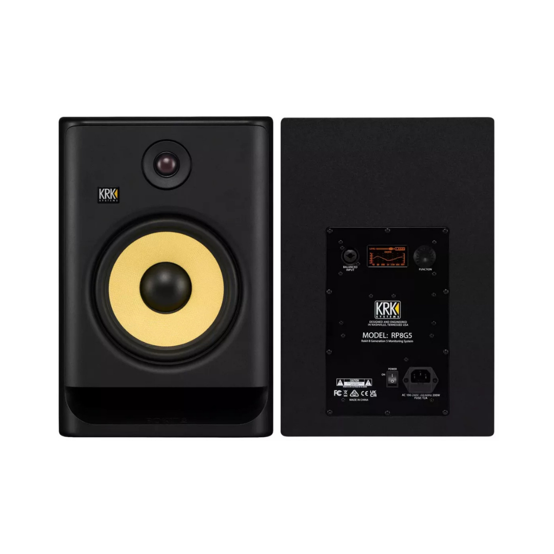 Monitores Krk Rokit 8 Rp8 G5 o par bivolt Near Field Studio cor preto 127/220v